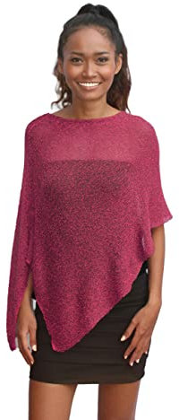 creazioni unique Poncho Coprispalle da Donna Elegante da Cerimonia o Sera - Poncho Donna in Rete di Viscosa Termica con Essenza di Fiore di Ciliegio (Lampone)