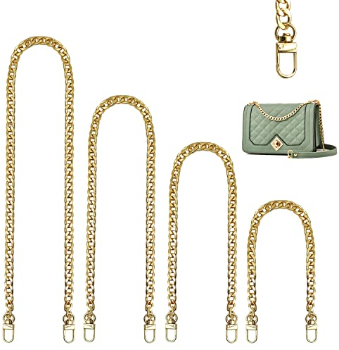Libershine Tasche Kette,4 Stück Ersatz Flachkette Handtaschenkette,Taschen Taschenkette,Metall Trageriemen Handtasche Ersatz Schulterriemen Kette,für DIY Handtasche Messenger Bag Craft Making(Gold)