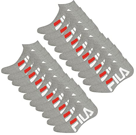 FILA Damen Herren Sneaker Socken Sportsocken Kurzsocken 10 Paar, Farbe:Grau, Größe:35-38, Artikel:-400 grey