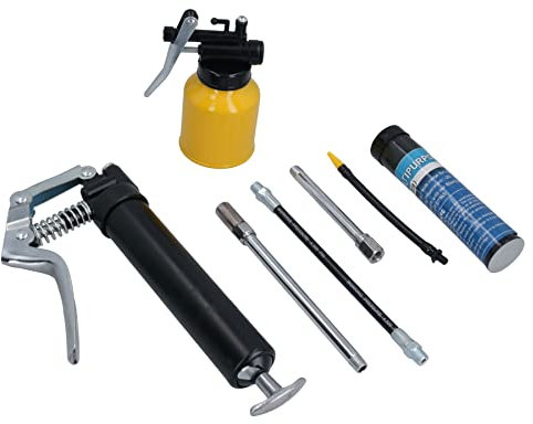 AB Tools Manual Pistol Grip Grease Gun 120cc Cartridge with Grease + Oil Can 2pc Set