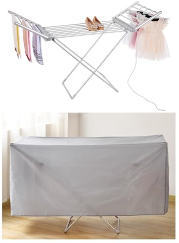 Rainberg Heated Clothes Airer | Aluminium Clothes Drying Rack with cover| Foldable Airer Stable Dryer | Winged Electric Clothes Dryer Rack