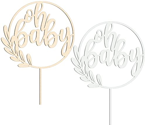 Kuchen Topper Babyparty Cake Topper Geburt Oh Baby Babyshowerparty Babyshower Kuchenstecker Babytorte Cupcake-Topper Muffin Tortendeko Kuchendeko Größe: 15-25 cm (Holz Birke Multiplex)
