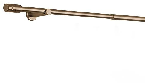 ondeco Gardinenstange ausziehbar 1-lauf, Vorhangstange Fenster Wandmontage, Endstück Rille Komplettgarnitur Teleskopstange 16/19 mm mit Ringen Gold 210-400 cm