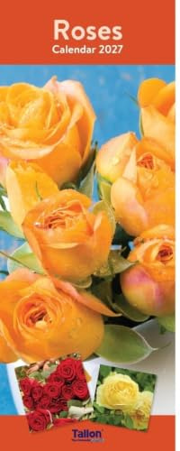 2026 Super Slim Month to View Spiral Bound Hanging Wall Calendar Home Office (Roses)