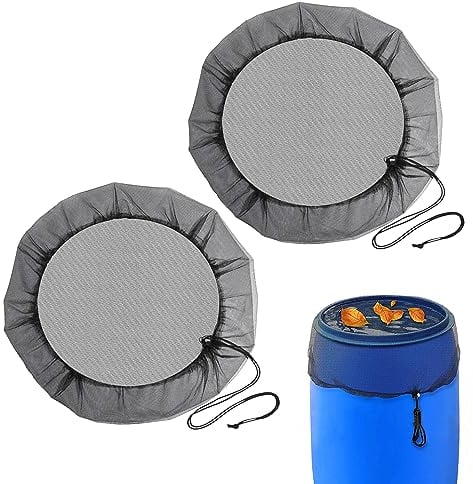2 Pcs Mesh Cover for Water Butt, Adjustable Bucket Mesh Covers Black, 95cm Rain Barrel Net Covers with Drawstring, Water Butt Netting Cover Anti Mosquito Leaves Falling (95cm)