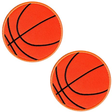 2 Stück Basketball Logo Patch Fun Symbol Bestickter Aufnäher Insignien Sport Symbolisch Patch für Rucksäcke Kleidung Taschen Uniform Weste Jersey Biker Patch Gesammelt