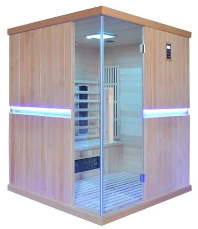 Bagno Italia Sauna 150 x 150 cm mit 8 Infrarot-Platten LED-Leuchten und Aromatherapie