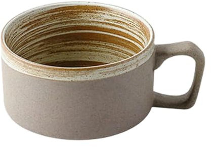 Handmade Retro Japanese Ceramic Coffee Cup And Plate Set, Home Breakfast Milk Mug-Light brown -250ml/8.5oz