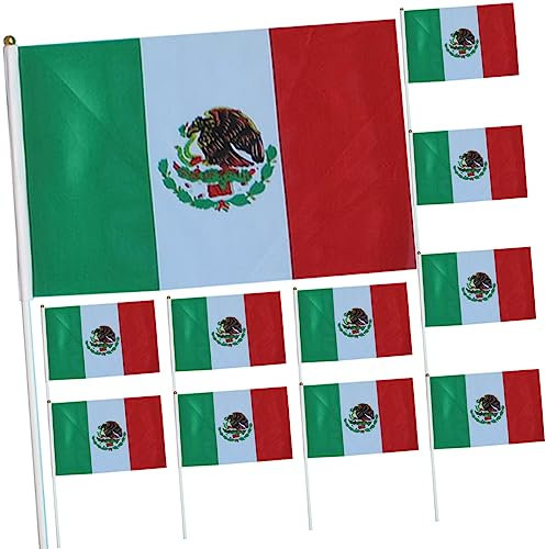 EXCEART 50stücke Mexikanische Flagge Klein Nationalflagge Von Mexiko Mexikanische Flaggenornamente Dekorative Flagge Für Tisch Und Auto Handgehaltene Stickflagge Für Reisen Und Außenbereic