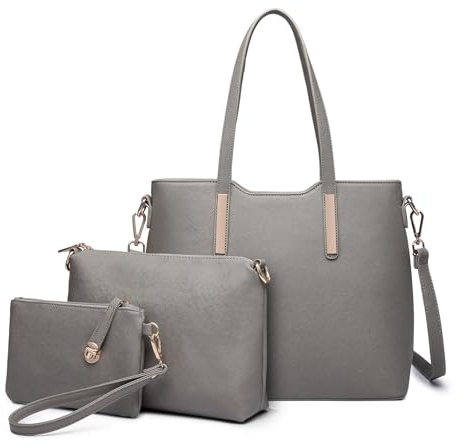 Miss Lulu Bolso de mano para mujer juego de 3 piezas,bolso de hombro con asa grande,bolso de mano para oficina escuela compras viajes elegante