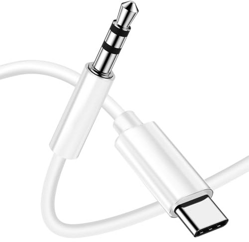 Aux to usb c Cable for iPhone,USB C to 3.5mm Audio Aux Jack Compatible with iPhone 15 Pro Max, For Samsung S21 Ultra S20 Ultra Note 20 10 Plus-White 3.3ft/1m (White)