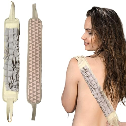 Doppelseitiger Rückenpeeling Rückenschrubber,Peeling Rückenschrubber,Rückenbürste für Dusche,Peelinghandschuh,Luffa Schwamm,Eincremehilfe für Rücken,Körperbürste,Massagebürste,Duschschwamm