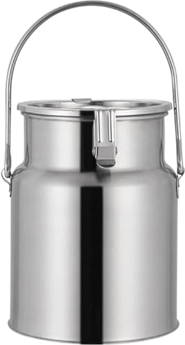 LRTYZBD Lechera de acero inoxidable 304, cubo de transporte de leche con tapa sellada y recipiente de leche de un solo mango, bote de leche para lácteos, botella de vino, jarra de 5 l