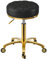 XCRFKGW Rollhocker Gold Hocker mit Rollen, Rund Drehhocker Höhenverstellbar 43-55 cm, Komfort PU Leder Bürohocker Arbeitshocker Belastbar bis 150kg, Schminkhocker für Massage Salon Spa (Schwarz)