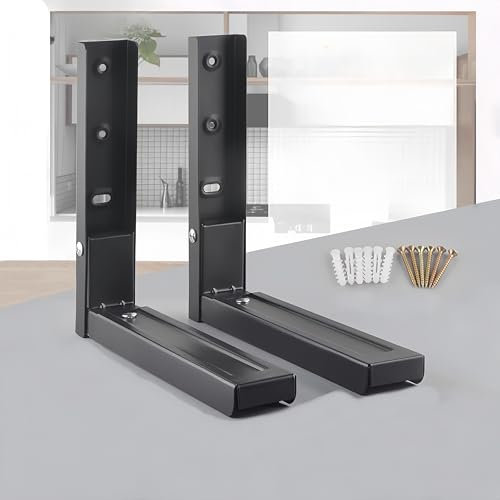 NBBENG Microwave Wall Mount Brackets, Foldable & Extendable Arms, Fit Most Microwaves (Black)