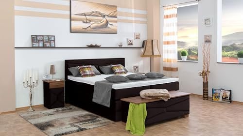 Boxspringbett Dion 240x220, VS-Dunkel Braun, 7-Zohnen Taschenfederkernmatratze, Ergoflex - Inklusive Aufbau - Deutscher Hersteller