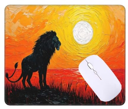22x18 cm Mouse Mat, Small Mouse Pad Sunset Lion, Waterproof Gaming Mouse Pad, Mini Desk Mat With Anti-Slip Base, Stitched Edges Mousepad, Keyboard Mat, Mouse Mats for Desk, Office, Home, Gifts T-7395