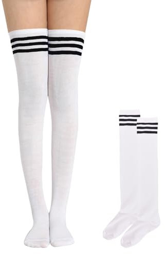 Overknees Strümpfe Damen,Kniestrümpfe Damen Karneval,Cheerleader Socken,Strümpfe Mit Schwarz Gestreifte Overknee,Halloween Karneval Socken Overknees Ringelstrümpfe,für Urlaubskleidung Alltagskleidung