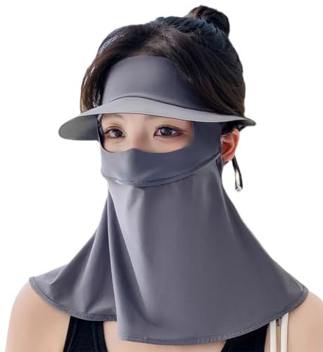JNJOOD Protection Solaire Gris Moka Parasol Respirant en Soie de Glace Anti-UV pour Vélo Intégral