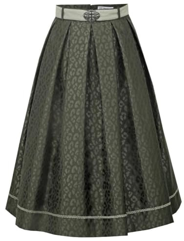 Marjo Trachtenrock Windberg 70cm Olive | Midi-Rock aus Jacquard mit Leo-Muster | elegant Abendmode (DE/NL/SE/PL, Numerisch, 36, Regular, Regular, Oliv)