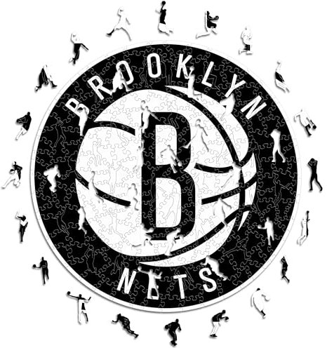 Iconic Puzzles - Brooklyn Nets, Logo, Holzpuzzle, offiziell lizenziert von der NBA, 100% nachhaltig, Größe S, 150 Teile