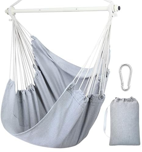 Ohuhu Hängesessel Outdoor XL, Hängesessels ohne Gestell bis 150 kg - Outdoor Sessel für Erwachsene & Mädchen, Indoor & Outdoor für Garten, Balkon, Schlafzimmer - Hellgrau
