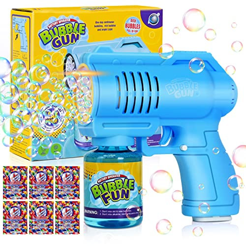 FORMIZON Seifenblasenmaschine, Seifenblasenpistole Kinder 4000+ Blasen/Minute mit 130ML Seifenblasenlösung, Automatische Blasenspielzeug Bubble Gun Machine Geschenk für Kinder/Geburtstag/Party (Blau)