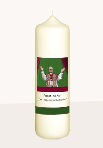 Stumpenkerzen Papstkerze Papst Leo XIV. 27 x Ø 7 cm