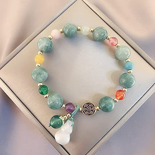 Bracelet en Pierre Naturelle pour Femme Jade Bracelet Gourde Pendant charmes Bracelet Femelle Bijoux-Vert
