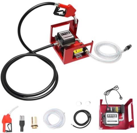 awolsrgiop 230V Dieselpumpe 50L/min mit Zählwerk, Mobile Tankstellen, Selbstansaugende Kraftstoffpumpe für Heizöl, 200W Gusseisen Pumpe mit Zapfpistole & 6m Schlauch, ±1% Genauigkeit, Rot
