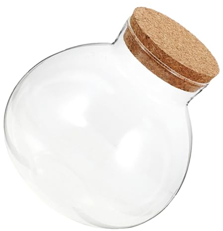 Mini Terrario Bottiglia Micro-paesaggio Rotonda in Vetro Sughero | Vaso per Piante e Felci, Apertura Facile e Pulizia Semplice, senza Bave