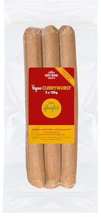 HOT DOG WORLD - Vegane Currywurst aus Kartoffel- und Erbseneiweiß 120 g, 3er Pack, Vegan, Premium Qualität, Handwerksproduktion