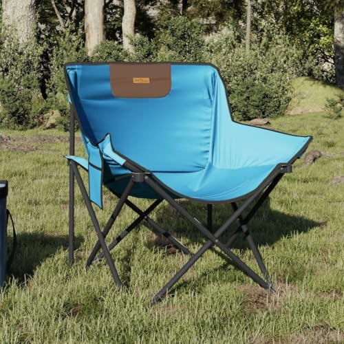 IBUQDDV Klappbare Campingstühle 2 Stück mit Tasche Hellblau, faltbar für Picknick und Strand, wasserfestes 600D Polyester, ergonomisch bequem, Stahlgestell robust, max. 110 kg,