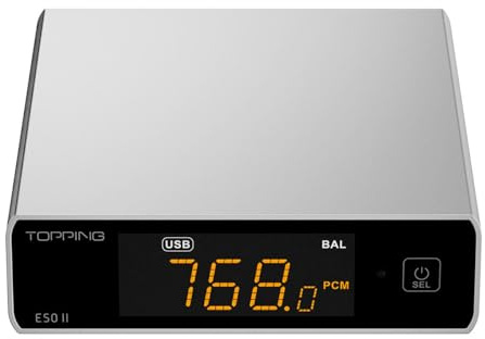 Topping E50II DAC USB de Escritorio Compacto Hi-Res Audio con AK4497S, DSD512, PEQ 10 Bandas y Bluetooth LDAC para Auriculares y Altavoces, Plata