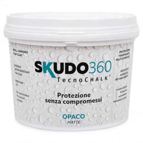 SKUDO360® – Vernice Protettiva Trasparente OPACA Effetto Naturale per Chalk Paint, Legno, Muro, Cemento, Pietra e Terracotta – Finitura Lavabile Extra Resistente Base Acqua Interno/Esterno (2,5 litri)