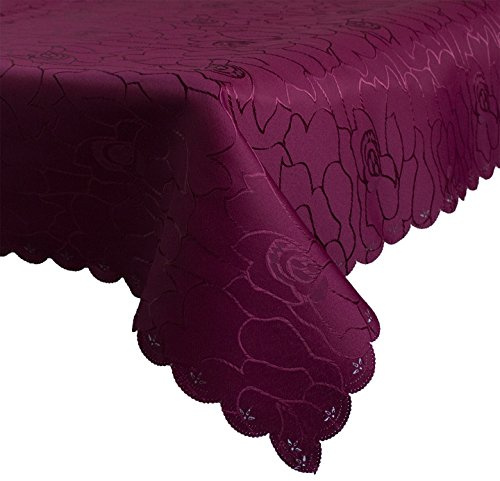 Anka Textil Damast Tischdecke 160x260cm Tischtuch Tischwäsche Tafeltuch Jacquard Eckig Silver (Bordo)