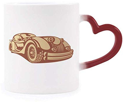 DIYthinker Brunastro Rosso Classic Cars Silhouette Morphing Tazza sensibile al Calore Rosso Cuore Cup