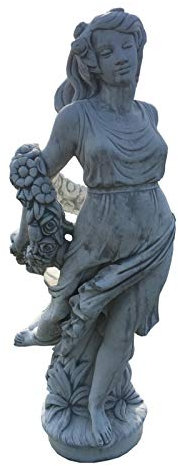 Antikes Wohndesign Griechische Frauenfigur Skulptur Gartenfigur Blumenfrau Steinfigur Höhe: 175cm