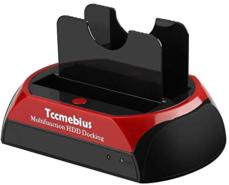 Hard Drive Docking Station, Tccmebius TCC-S867-US USB 2.0 to 2.5 3.5 Inch SATA IDE Dual Slots External HDD Enclosure, for 2.5 3.5 IDE SATA I/II/III HDD SSD