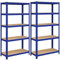 SONGMICS Set di 2 Scaffalature a 5 Ripiani Regolabili, Scaffale di Stoccaggio Robusto, Capacità di Carico 875 kg (175 kg a Ripiano), in Garage Seminterrato Scantinato, 40 x 90 x 180 cm, Blu GLR80BU