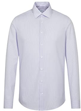 Seidensticker Men's Non-iron Poplin Business Shirt in Slim with Kent-Collar Shirt,Blue (Hellblau 11),42