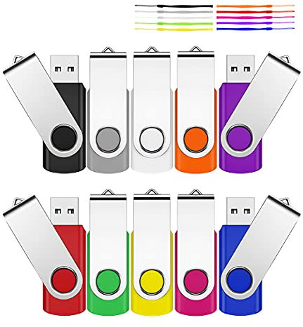 USB-Sticks 4GB 10 Stück, KROCEUS Speicherstick 4GB USB 2.0 High Speed USB Speicherstick Memory Stick Pendrive Datenspeicher mit LED-Licht und Schlüsselband(10er Pack)