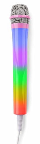Fenton KMD55P Wired Karaoke Microphone with Colourful LED Lights - Pink, Lightweight Handheld Mic for Kids & Adults, 3m Cable, Dynamic Performance, Ideal for Singing, Parties, and Karaoke Fun