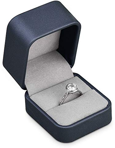 Oirlv PU Leder Dunkelblaue Ringbox Schmuckschatulle Valentinstag Hochzeits Vorschlag Geburtstag Geschenkbox