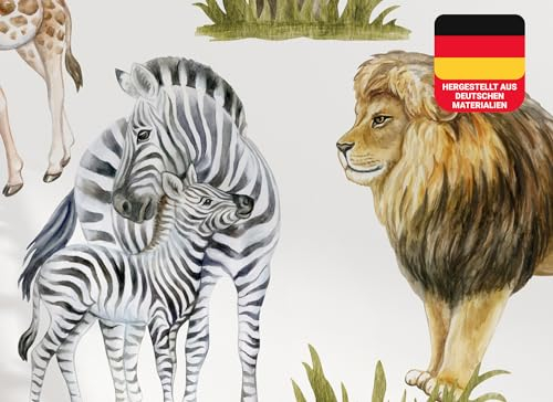 Osomehome | Wandtattoo Kinderzimmer Dschungeltiere | Tiere Wandsticker Jungzimmer | Tropische Wanddeko Babyzimmer | Bäume Wandaufkleber Jugendzimmer | Selbstklebend Tapete | os4029 120x65cm