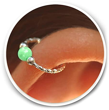 Silber Knorpel Ohrring - Dünn 20G 8mm Ring 3mm grün Opal - Sterling Silber Helix Piercing Schmuck