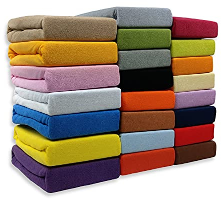 2er-Set SPANNBETTLAKEN Frottee Bettlaken Baumwolle Spannbetttuch Betttuch Doppelpack (Dunkelgrün, 200 x 220 cm)