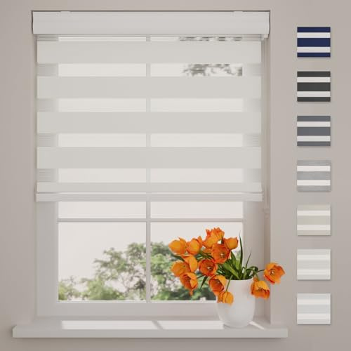 DTCH® Doppelrollo mit Kassette, schneeweiß, 40 x 175 cm | Für Fenster, blickdicht oder transparent, Aluminium-Kassette, Klemmfix separat erhältlich, Breiten bis 220 cm