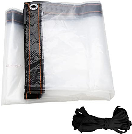 Randaco wasserdichte Transparente Plane 200x400CM, Planen mit Ösen und Seil, Faltbar Vordächer, Pflanzendach, Abdeckplane für Gartenmöbel Dach Balkon