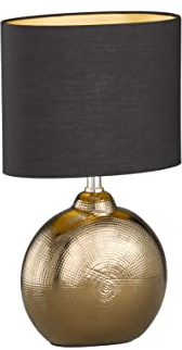 Fischer & Honsel | Tischleuchte, Foro | bronzefarben antik| Stoffschirm| schwarz chintz innen goldfarben| L: 23,00 cm, B: 13,00 cm, H: 36,00 cm,| mit Schnurschalter| 1x E14 max. 40 Watt | 50558